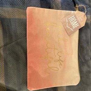 NWT canvas cosmetic bag with quote